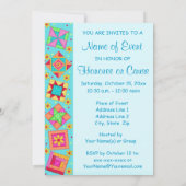 Türkisgrüne Patchwork Quilt Block Art Einladung (Rückseite)