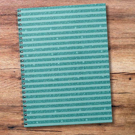 Türkisgrüner Glitter Style horizontale Streifen Notizblock