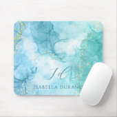 Türkisgrüner Glitzer Wasserfarben individuell eins Mousepad (Mit Mouse)