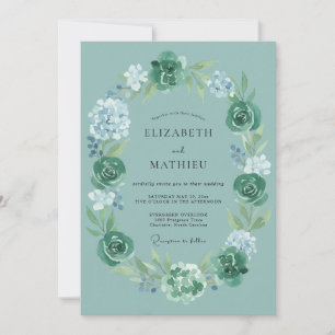 Türkisgrüner Hochzeitsschwung Einladung