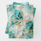 Türkisgrüner und goldener Marmor Geschenkpapier Set (Beispiel)