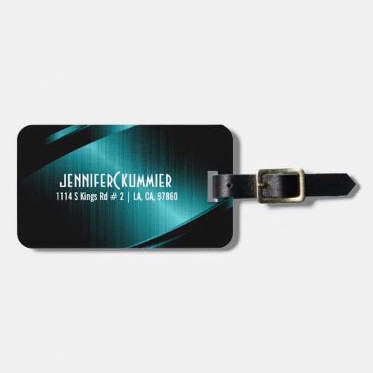 Türkisgrünes Metalldesign Gepäckanhänger (Vorderseite horizontal)