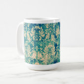 Türkisgrunge-Vintage Damast-Tasse Kaffeetasse (Vorderseite Links)