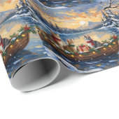 Turkish Angora Cat Christmas Boat Holiday Geschenkpapier (Rolleneckpunkt)