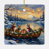 Turkish Angora Cat Christmas Boat Holiday Keramikornament (Rückseite)