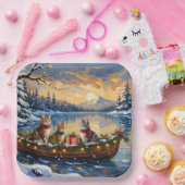 Turkish Angora Cat Christmas Boat Holiday Pappteller (Party)