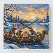 Turkish Angora Cat Christmas Boat Holiday Quadratische Wanduhr (Vorderseite)