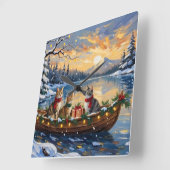 Turkish Angora Cat Christmas Boat Holiday Quadratische Wanduhr (Winkel)