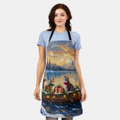 Turkish Angora Cat Christmas Boat Holiday Schürze (Getragen)