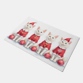 Turkish Angora Cat Christmas Dress Santa Hat Fußmatte (Schrägansicht)