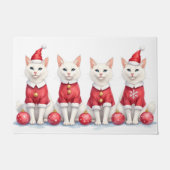 Turkish Angora Cat Christmas Dress Santa Hat Fußmatte (Vorderseite)