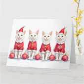 Turkish Angora Cat Christmas Dress Santa Hat Karte (Gelbe Blume)