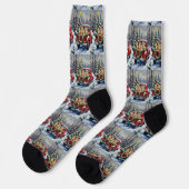 Turkish Angora Cat Christmas Red Truck Holiday Socken (Linkes Detail)