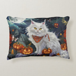 Turkish Angora Cat Halloween Spooky Dekokissen