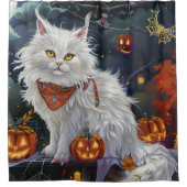 Turkish Angora Cat Halloween Spooky Duschvorhang (Vorderseite)