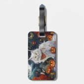 Turkish Angora Cat Halloween Spooky Gepäckanhänger (Rückseite vertikal)