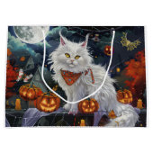 Turkish Angora Cat Halloween Spooky Große Geschenktüte (Vorderseite)