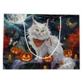 Turkish Angora Cat Halloween Spooky Große Geschenktüte (Rückseite)