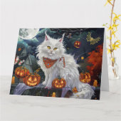 Turkish Angora Cat Halloween Spooky Karte (Gelbe Blume)
