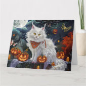 Turkish Angora Cat Halloween Spooky Karte (Vorderseite)