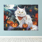 Turkish Angora Cat Halloween Spooky Leinwanddruck (Insitu (Holzboden))