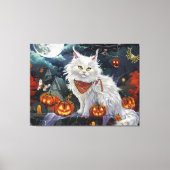 Turkish Angora Cat Halloween Spooky Leinwanddruck (Vorderseite)