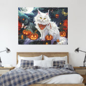 Turkish Angora Cat Halloween Spooky Leinwanddruck (Insitu (Schlafzimmer))