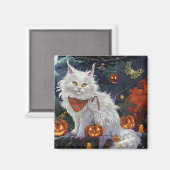 Turkish Angora Cat Halloween Spooky Magnet (Vorderseite/Rückseite)