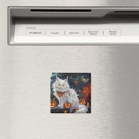 Turkish Angora Cat Halloween Spooky Magnet (In Situ (Geschirrspüler))