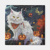 Turkish Angora Cat Halloween Spooky Magnet (Vorne)