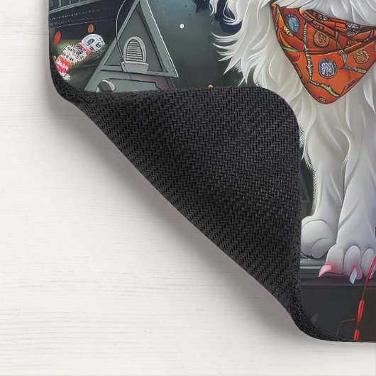 Turkish Angora Cat Halloween Spooky Mousepad (Ecke)