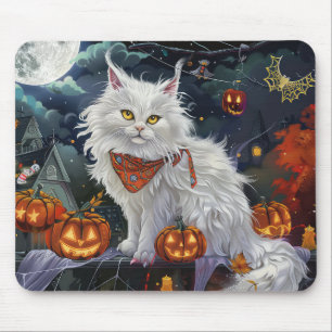 Turkish Angora Cat Halloween Spooky Mousepad