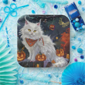Turkish Angora Cat Halloween Spooky Pappteller (Party)