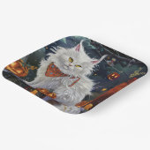 Turkish Angora Cat Halloween Spooky Pappteller (Gewinkelt)