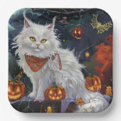 Turkish Angora Cat Halloween Spooky Pappteller (Vorderseite)