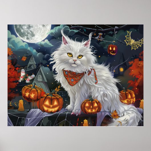 Turkish Angora Cat Halloween Spooky Poster (Vorne)