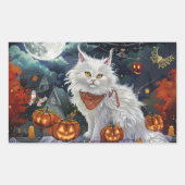 Turkish Angora Cat Halloween Spooky Rechteckiger Aufkleber (Vorderseite)