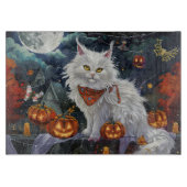 Turkish Angora Cat Halloween Spooky Schneidebrett (Vorderseite)