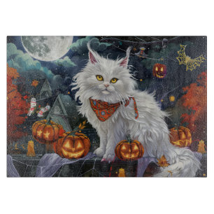 Turkish Angora Cat Halloween Spooky Schneidebrett
