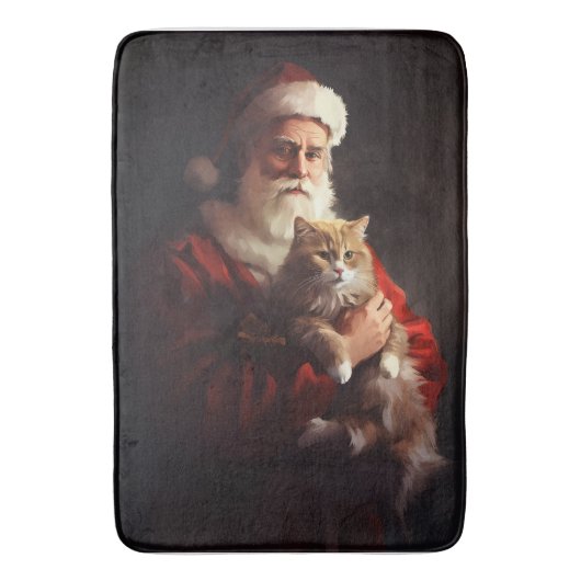 Turkish Angora Cat Santa Claus Weihnachten Badematte (Vorderseite Vertikal)