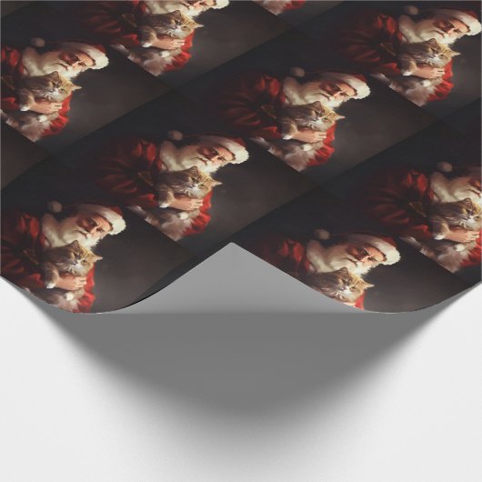 Turkish Angora Cat Santa Claus Weihnachten Geschenkpapier (Ecke)