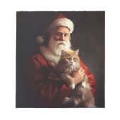 Turkish Angora Cat Santa Claus Weihnachten Notizblock (Vorderseite)