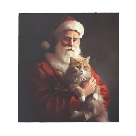 Turkish Angora Cat Santa Claus Weihnachten Notizblock (Vorderseite)