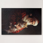 Turkish Angora Cat Santa Claus Weihnachten Puzzle (Horizontal)