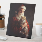Turkish Angora Cat Santa Claus Weihnachten Sockelschild (In Situ)