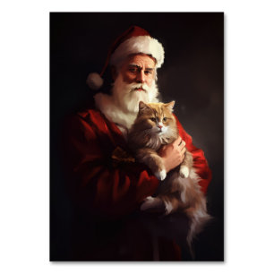 Turkish Angora Cat Santa Claus Weihnachten Tischnummer
