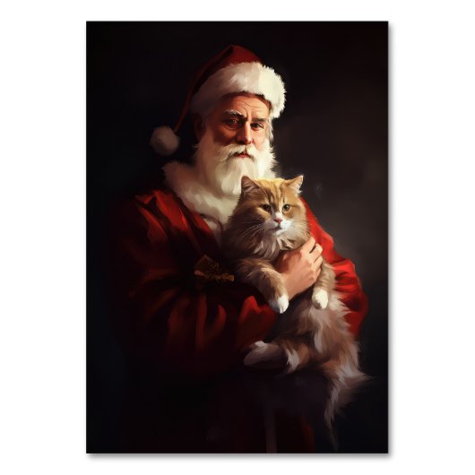 Turkish Angora Cat Santa Claus Weihnachten Tischnummer (Vorderseite)