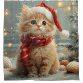 Turkish Angora Cat Weihnachtsstrand Vintag Duschvorhang (Vorderseite)