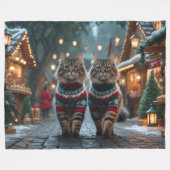 Turkish Angora Cats Christmas Snow Holiday Fleecedecke (Vorderseite (Horizontal))