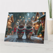 Turkish Angora Cats Weihnachtsschneeurlaub Karte (Vorderseite)